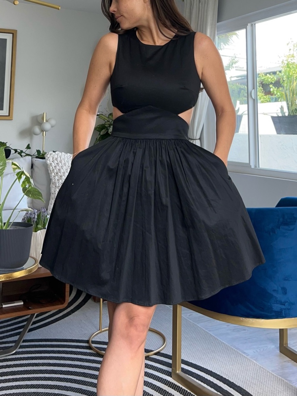 French Connection Black Sleeveless Cutout Mini Dress